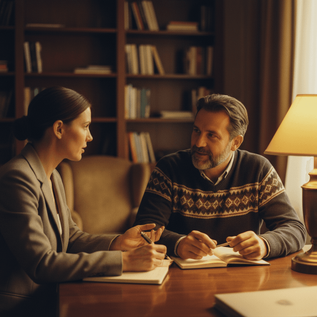 Business strategist consulting with small business owner one-on-one